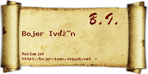 Bojer Iván névjegykártya